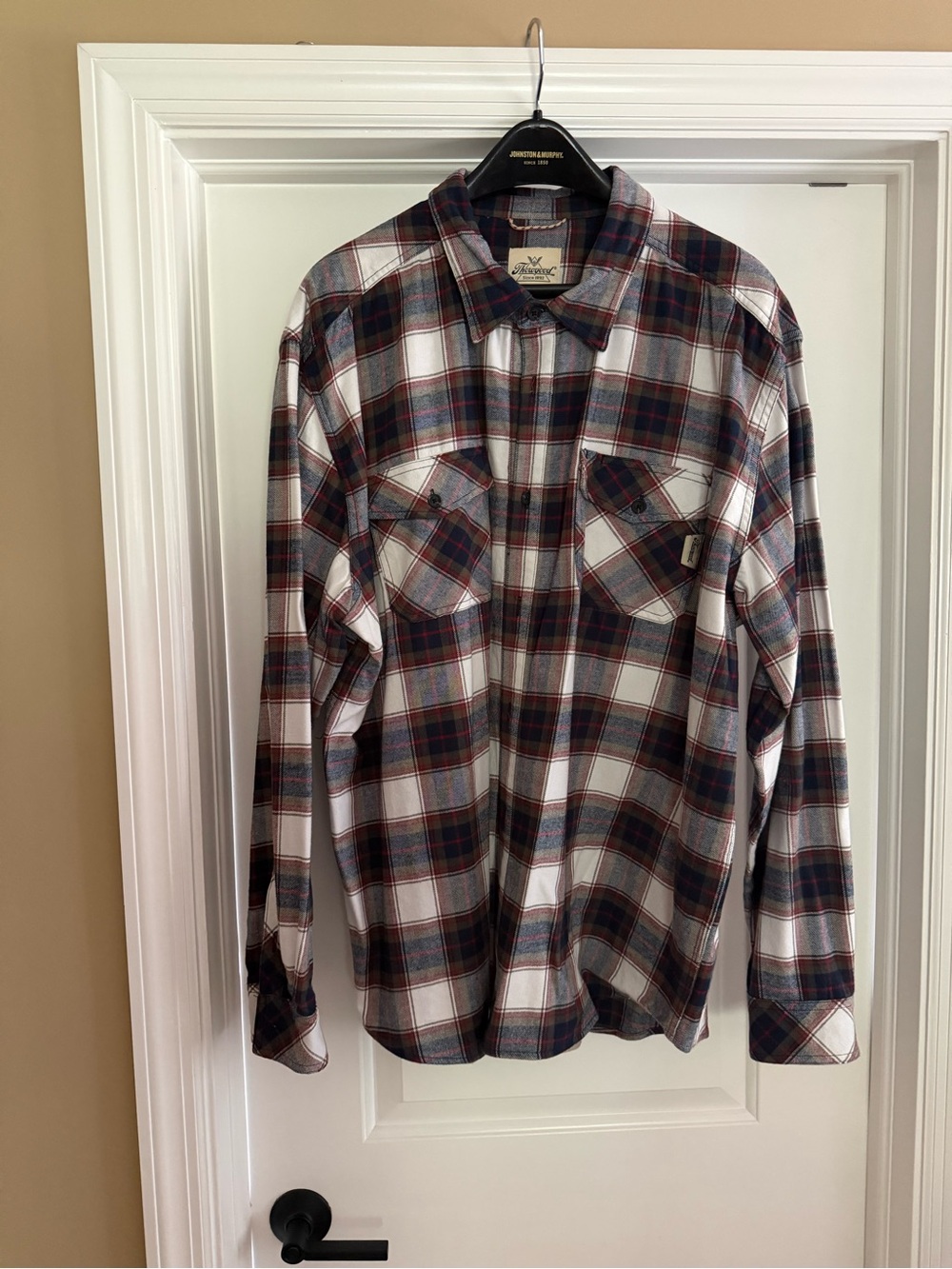 Thorogood Men’s Plaid Flannel Shirt - Red, Navy & Brown